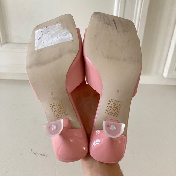 NWOT Jeffery Campbell Anthropologie Square Toe Pink Leather Mule Heels - Picture 7 of 8